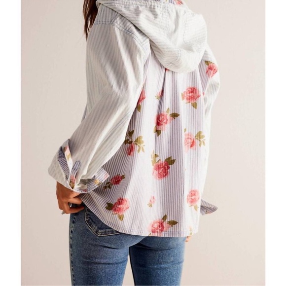 NEW Free People We The Free About To Slide Floral Button Down Shirt XS - Picture 4 of 13